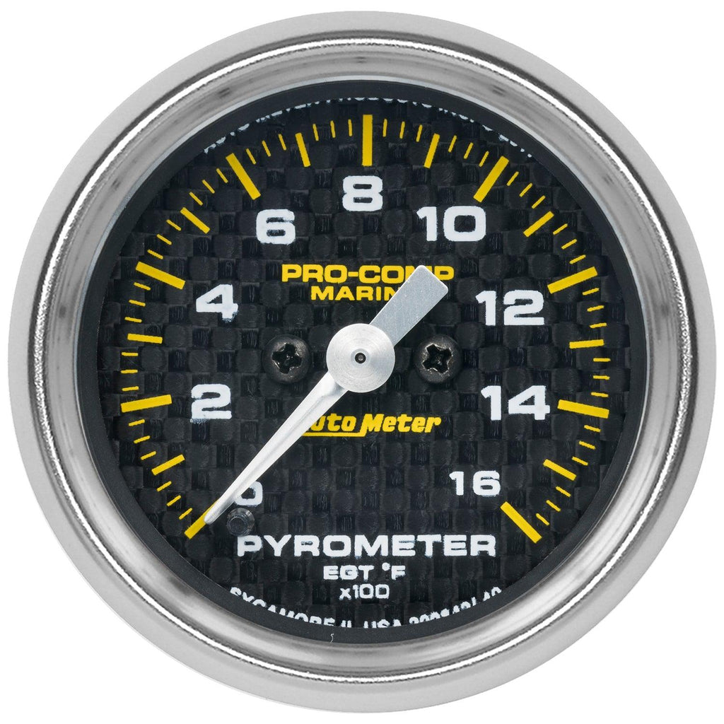 2-1/16 in. PYROMETER 0-1600 Fahrenheit MARINE CARBON FIBER - greatparts