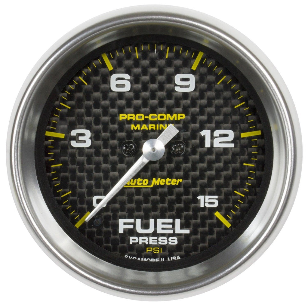 2-1/16 in. FUEL PRESSURE 0-15 PSI MARINE CARBON FIBER - greatparts