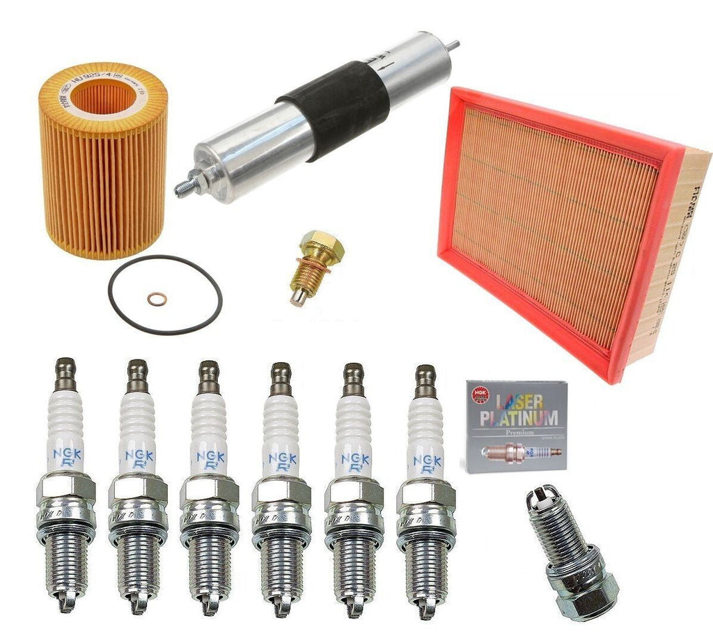 FOR BMW M3 E46 Tune-Up Kit NGK Spark Plugs Mann Oil+Air+Fuel Filters Drain Plug