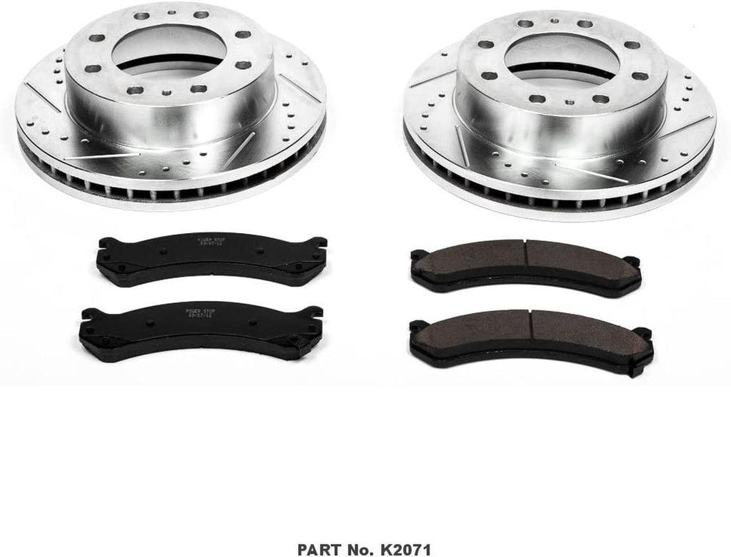 K2071 Front Z23 Carbon Fiber Brake Pads with Drilled & Slotted Brake Rotors Kit