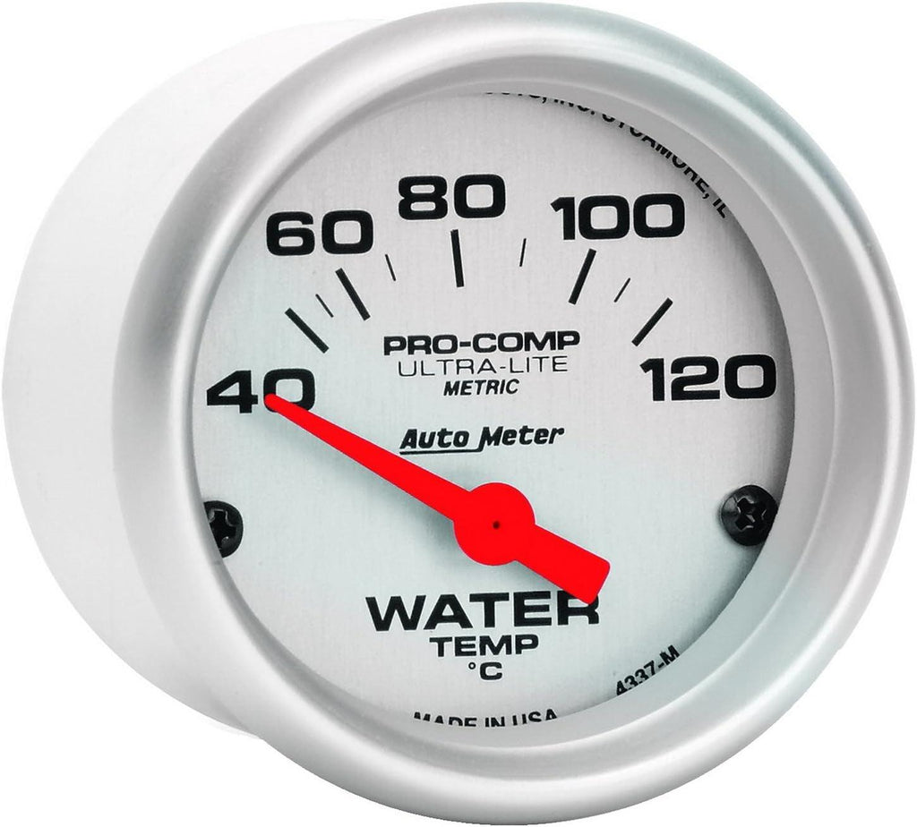 Ultra-Lite Analog Gauges Gauge, Ultra-Lite, Metric Water Temperature, 40-120 Degrees C, 2 1/ 16 In., Analog, Electrical, Each