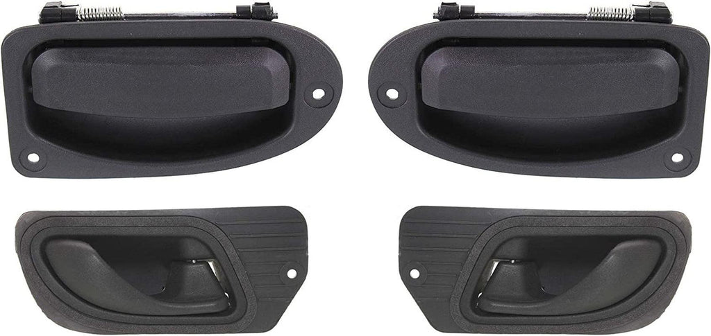 Interior Door Handle SET Compatible with 1993-2011 Ford Ranger, Fits 1998-2008 Mazda B3000, Fits 2003-2004 Mazda B2300 Front and Rear, Driver and Passenger Side Textured Black