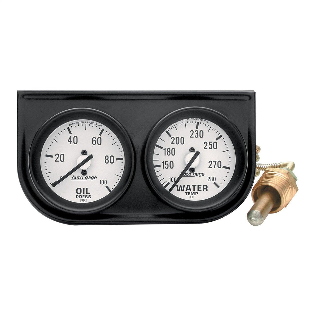 GAUGE CONSOLE OILP/WTMP 2-1/16 in. 100 PSI/280 Fahrenheit WHT DIAL BLK BZL AUTOGAGE - greatparts