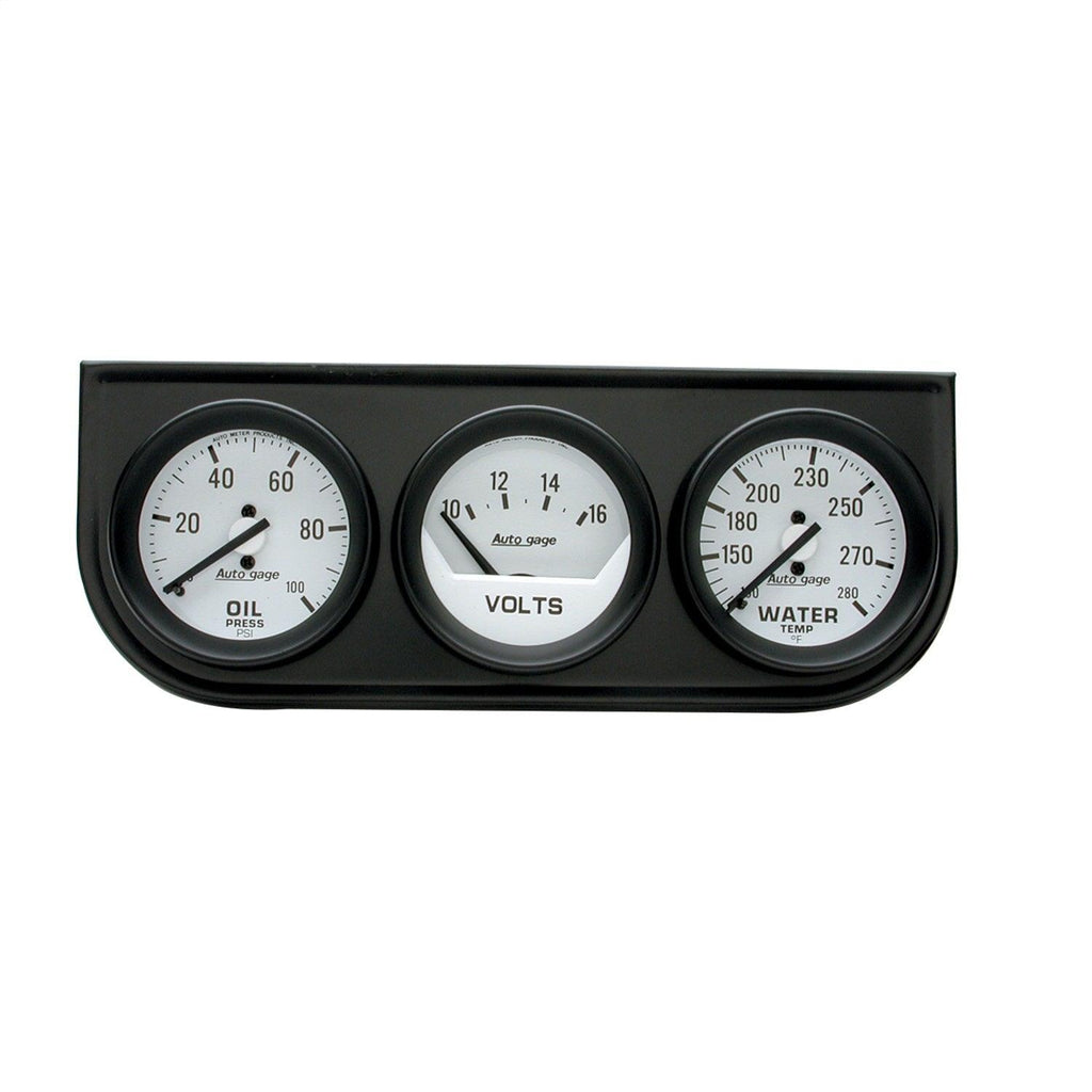 GAUGE CONSOLE OILP/WTMP/VOLT 2-1/16 in. 100 PSI/280 Fahrenheit/16V WHT DIAL BLK BZL AG - greatparts