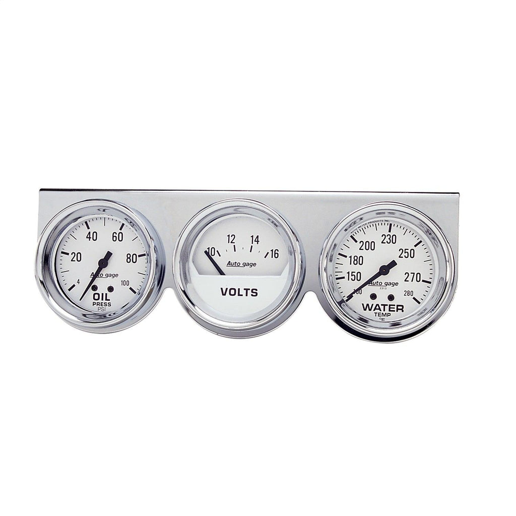 GAUGE CONSOLE OILP/WTMP/VOLT 2-5/8 in. 100 PSI/280 Fahrenheit/16V WHT DIAL CHROME BZL AG - greatparts