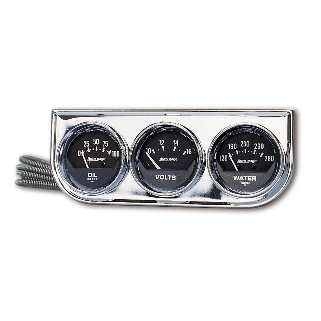 GAUGE CONSOLE OILP/WTMP/VOLT 2-1/16 in. 100 PSI/280 Fahrenheit/16V BLK DIAL CHROME BZL AG - greatparts