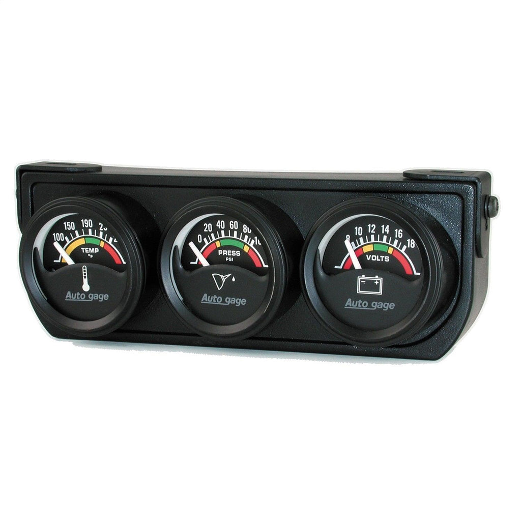 GAUGE CONSOLE OILP/WTMP/VOLT 1.5 in. 100 PSI/280 Fahrenheit/18V ELEC BLK DIAL BLK BZL AG - greatparts