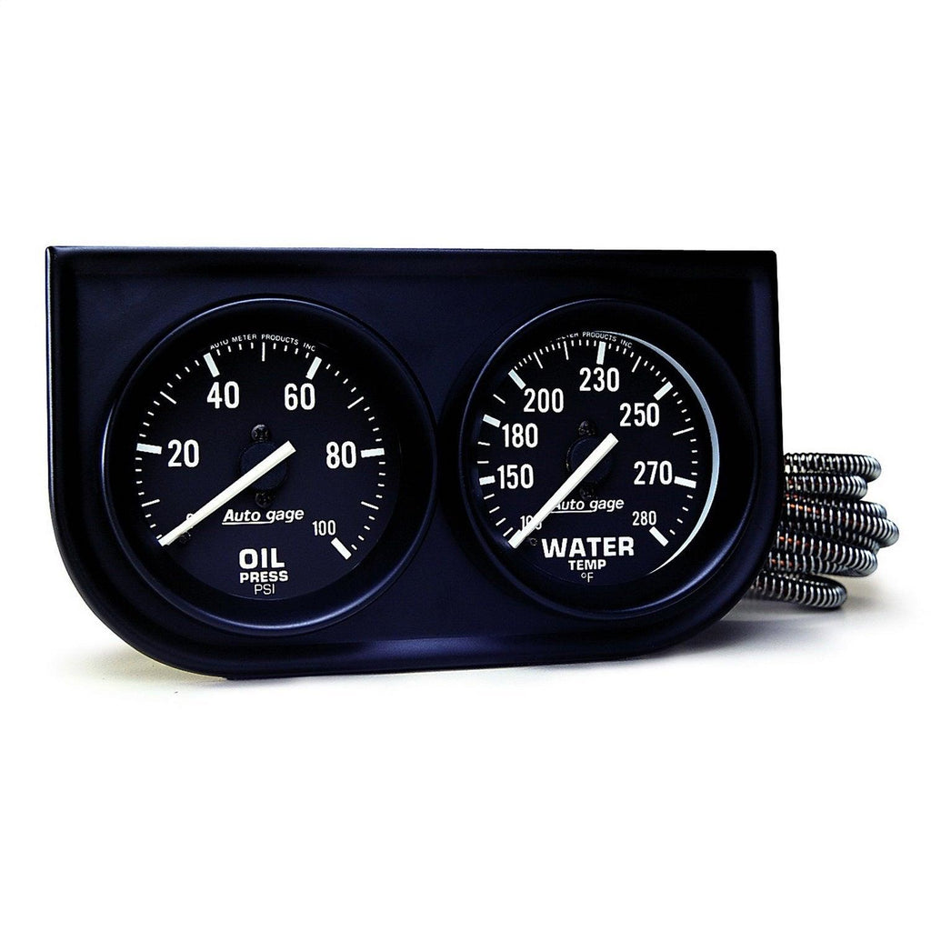 GAUGE CONSOLE OILP/WTMP 2-1/16 in. 100 PSI/280 Fahrenheit BLK DIAL BLK BZL AUTOGAGE - greatparts