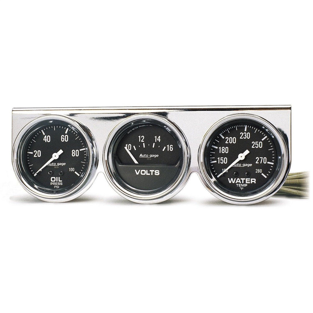 GAUGE CONSOLE OILP/WTMP/VOLT 2-5/8 in. 100 PSI/280 Fahrenheit/16V BLK DIAL CHROME BZL AG - greatparts