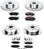 K4077 Front and Rear Z23 Carbon Fiber Brake Pads with Drilled & Slotted Brake Rotors Kit