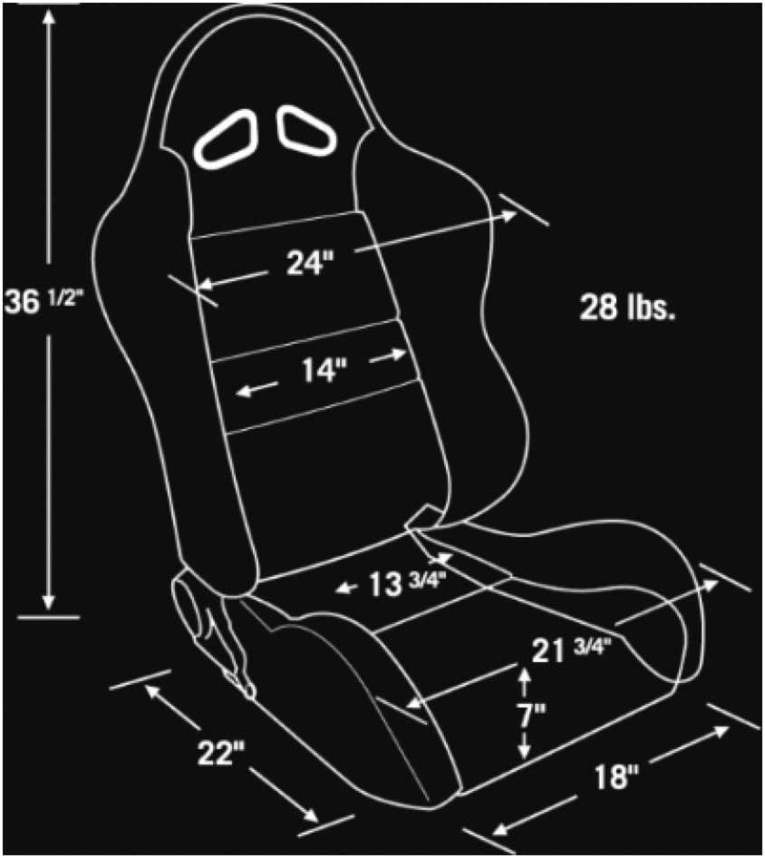 80-1606-64R Black Velour Inside, Red Velour Wings Bolsters Racing Sportsman Recliner Right Seat