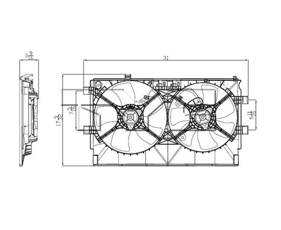 TYC Dual Radiator and Condenser Fan Assembly for 08-17 Lancer 622450