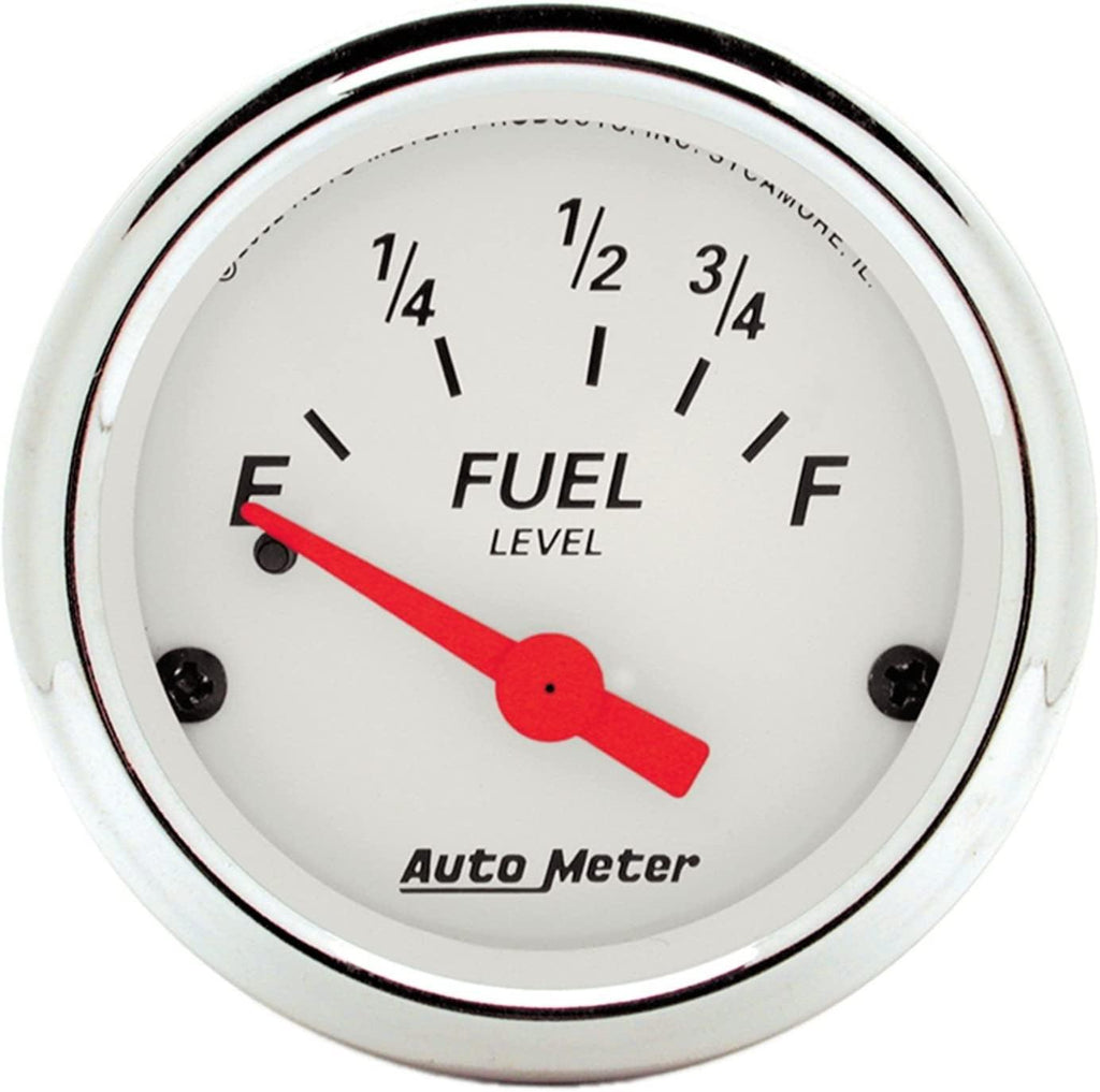 1316 Arctic White Fuel Level Gauge, 2 1/16" - Short Sweep/Electric