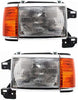 Headlight Assembly Compatible with 1987-1991 Ford F-150 / F-250 / F-350 / Bronco Halogen, with Side Marker Lamp, with Chrome Trim, Set of 2, Driver and Passenger Side