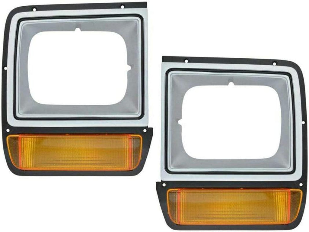 Parking Turn Signals Lights W/ Headlight Bezel Trim Pair Set Compatible with D/W/ Truck GRI00834