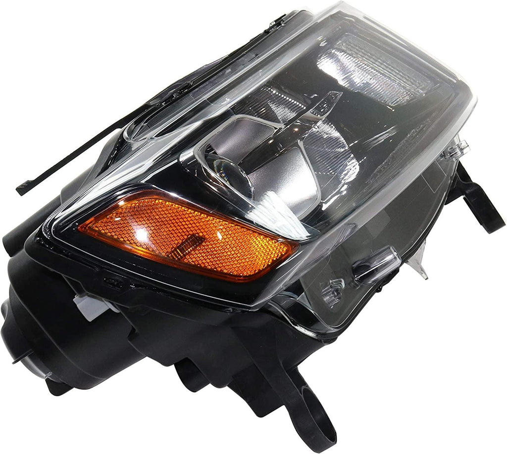 Headlight Compatible with Jeep Grand Cherokee 2014-2016 Passenger Side Assembly Halogen Black Trim Standard Type