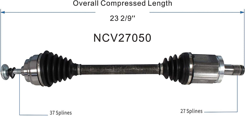 NCV27050 CV Axle Shaft Assembly for Select BMW: 2011-17 X3, 2015-18 X5 - Front Left (Driver Side)