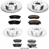 Power Stop K662 Front and Rear Z23 Carbon Fiber Brake Pads with Drilled & Slotted Brake Rotors Kit