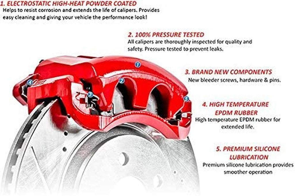 K5865 Front Z23 Carbon Fiber Brake Pads with Drilled & Slotted Brake Rotors Kit