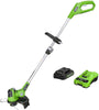 Greenworks 24V 12" Cordless String Trimmer / Edger, 2.0Ah Battery and Charger Included