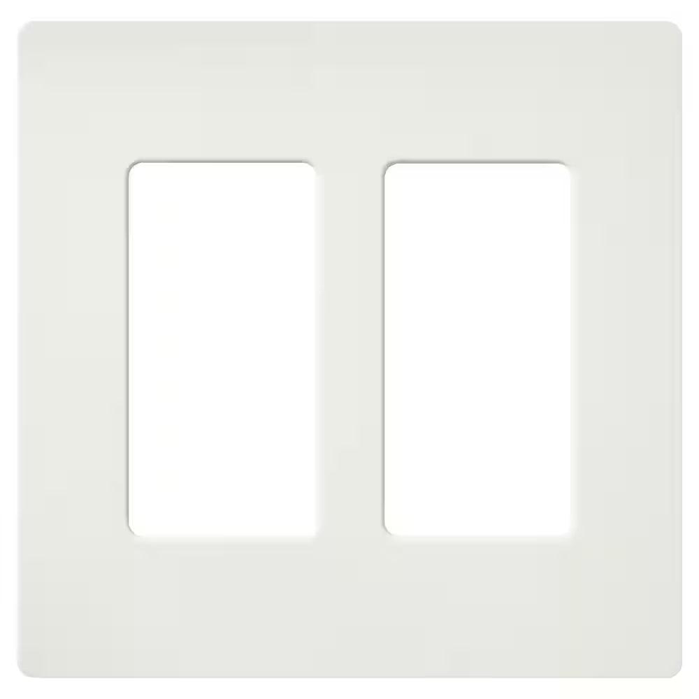 Claro 2 Gang Wall Plate for Decorator/Rocker Switches, Satin, Architectural White (1-Pack)