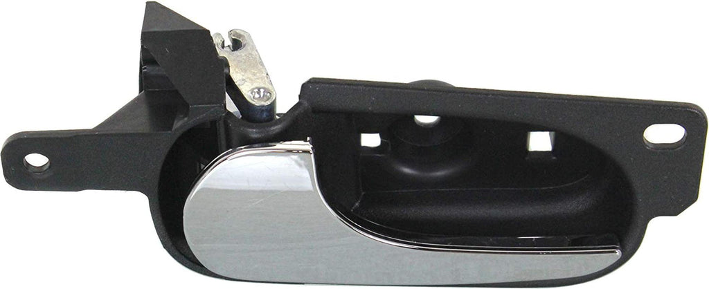 Interior Door Handle Compatible with 2006-2011 Buick Lucerne Sedan Rear, Driver Side Black Bezel with Chrome Lever