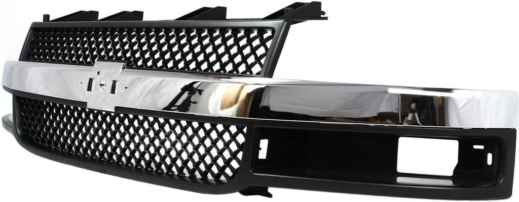 Grille Assembly Compatible with 2003-2014 Chevrolet Express 1500, Fits 2003-2021 Chevrolet Express 2500, Chevrolet Express 3500, Fits 2003-2014 GMC Savana 1500 Gray Shell and Insert