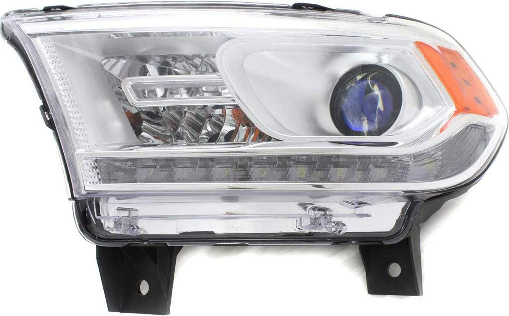 Compatible with Dodge Durango Headlight Assembly 2014 2015 Driver Side | W/Daytime Running Lamp | Chrome Trim | CAPA Certified | CH2502257 | 68184823AK