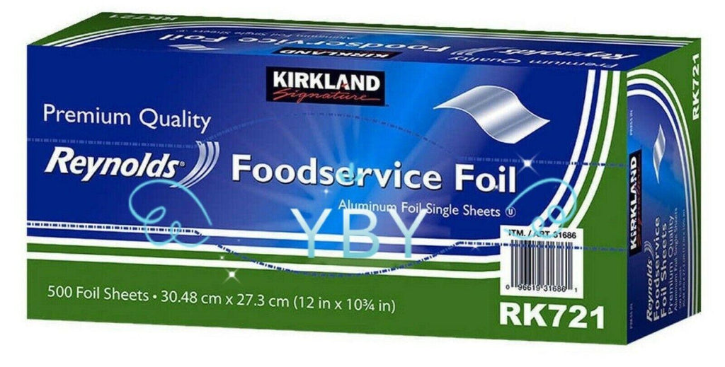 2X Kirkland Reynolds Foodservice Aluminum Foil 12X10.75 Single,Total 1000 Sheets