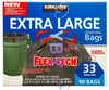 2X Kirkland Signature Flex-Tech Drawstring Trash Bags 33 Gallon 90Ct,Total 180Ct