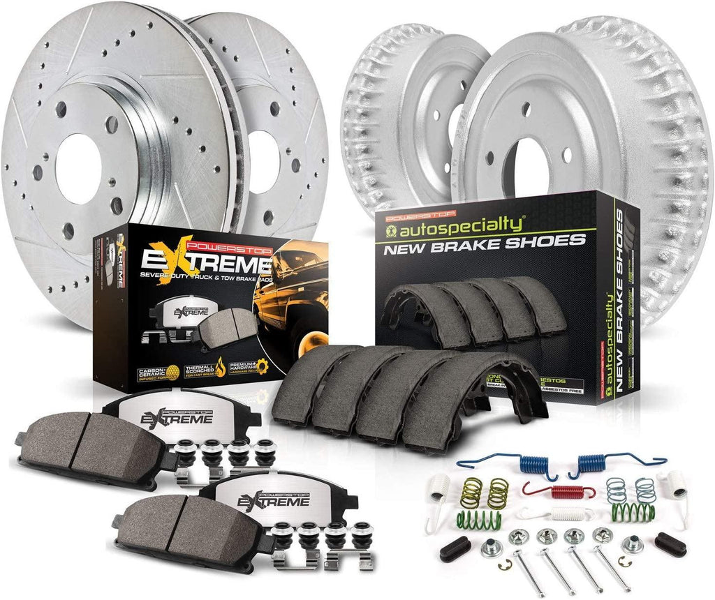 K15107DK-36 Front and Rear Z36 Truck & Tow Brake Kit, Carbon Fiber Ceramic Brake Pads and Drilled/Slotted Brake Drums