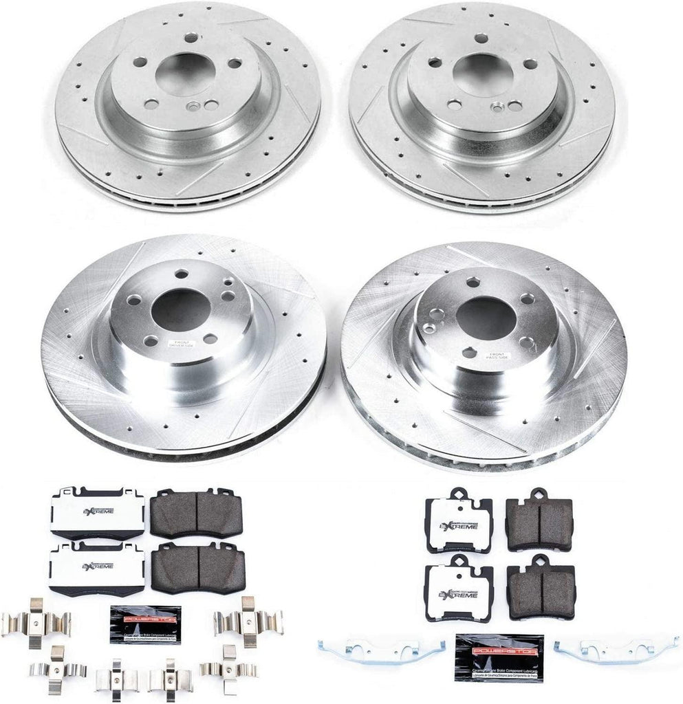 K4455-26 Front and Rear Z26 Carbon Fiber Brake Pads with Drilled & Slotted Brake Rotors Kit