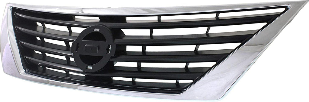 Grille Assembly for NISSAN VERSA 12-14 Textured Gray W/Chrome Trim Sedan