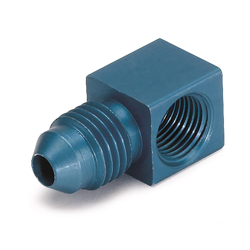 FITTING ADAPTER 90 1/8 in. NPTF FEMALE TO -4AN MALE ALUMINUM BLUE ANODIZED - greatparts