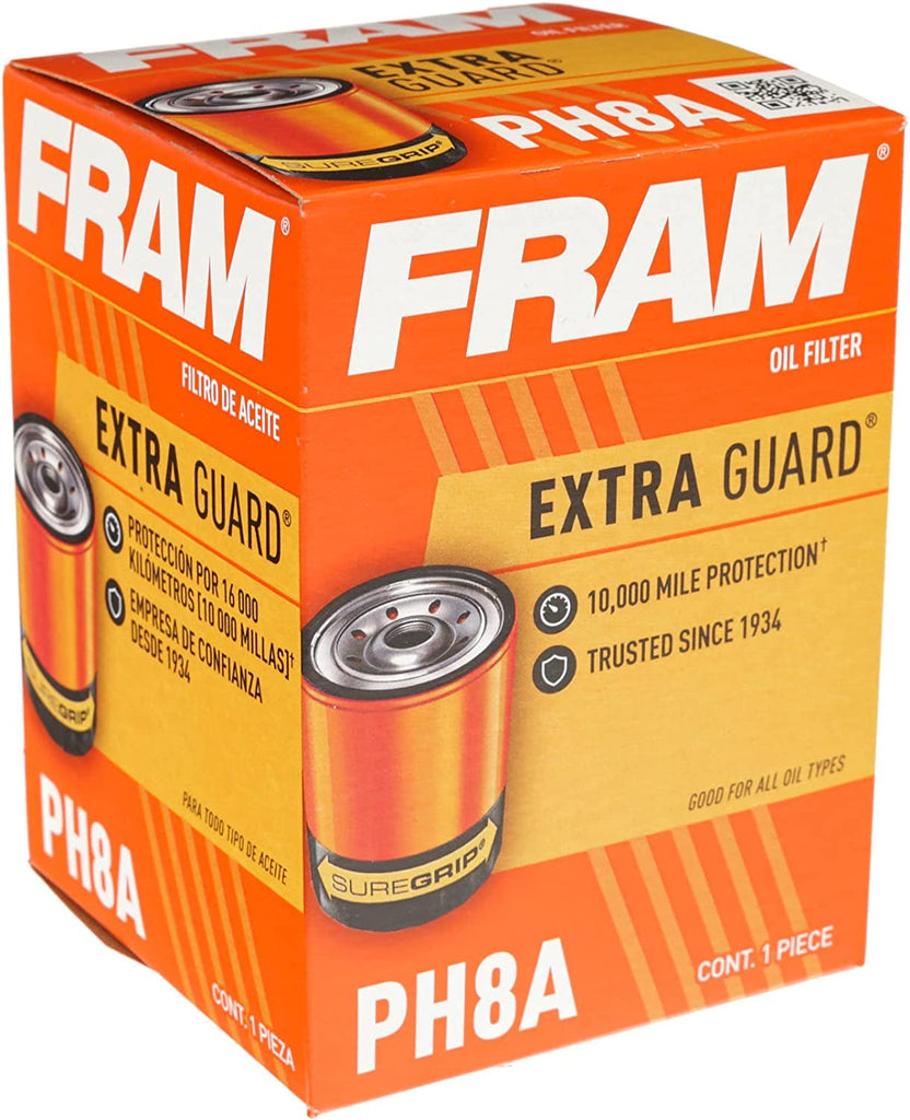 FRAM Extra Guard PH8A, 10K Mile Change Interval Spin-On Oil Filter