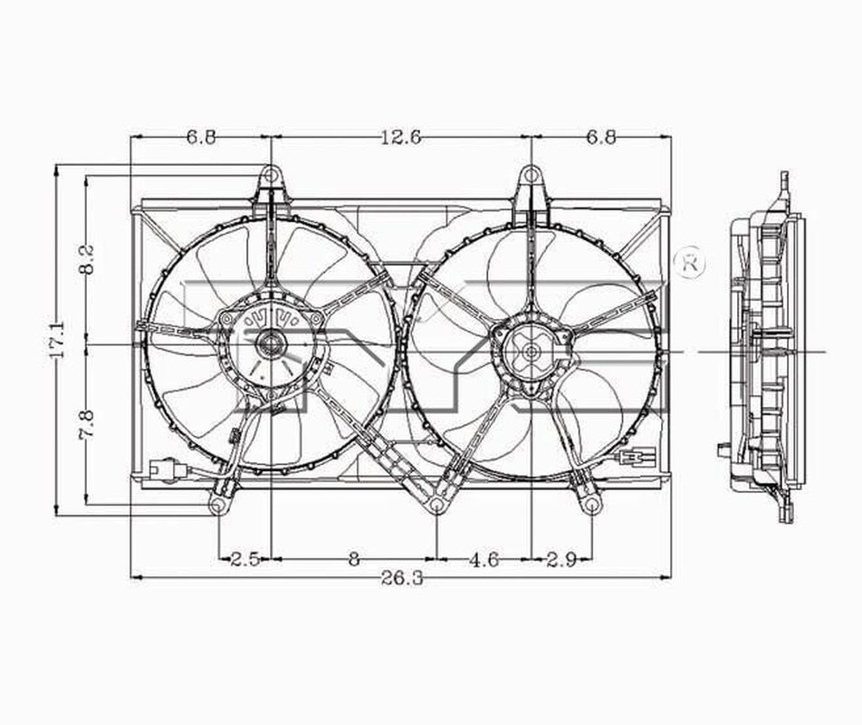 TYC Dual Radiator and Condenser Fan Assembly for 1998-2002 Corolla 620010