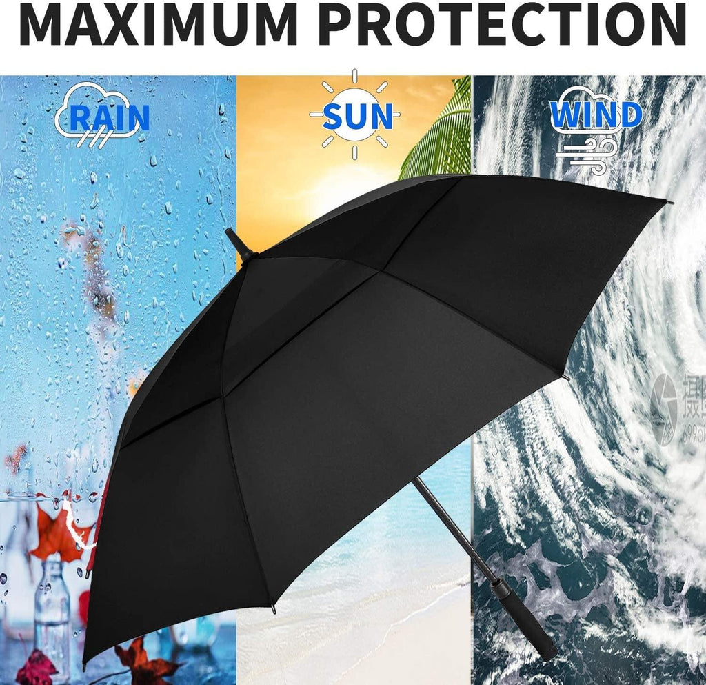 54/62/68/72 Inch Automatic Open Golf Umbrella, Extra Large Oversize Double Canopy Vented Windproof Waterproof Stick Umbrellas for Rain