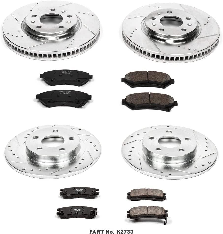 K2733 Front and Rear Z23 Carbon Fiber Brake Pads with Drilled & Slotted Brake Rotors Kit