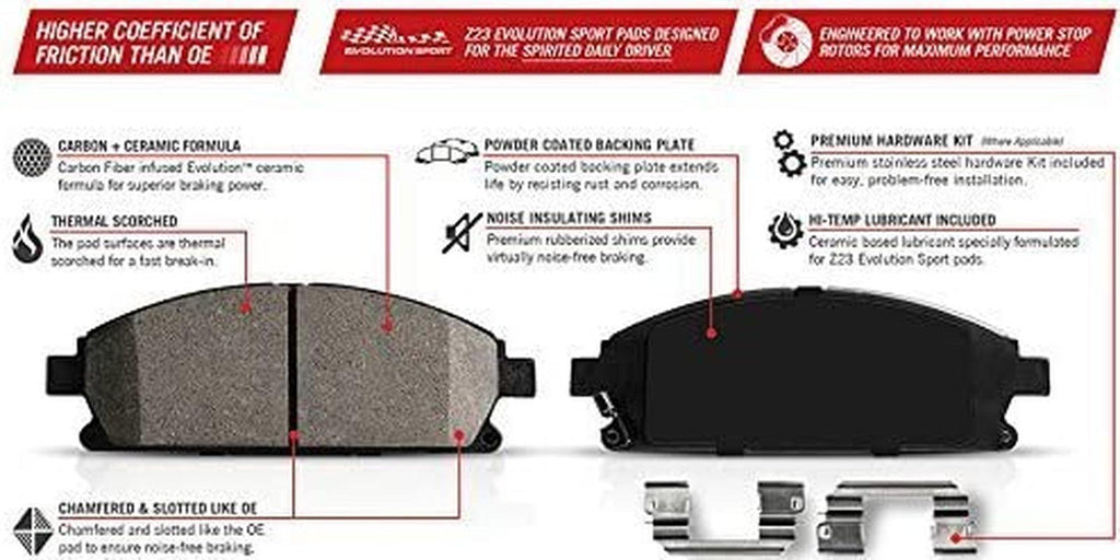 KC5854 Z23 Evolution Sport 1-Click Brake Kit with Powder Coated Calipers (Brake Pads, Drilled/Slotted Rotors)