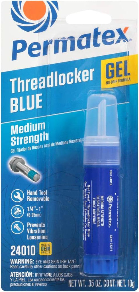 Permatex 24010-6PK Medium Strength Threadlocker Blue Gel, 10 G Gel Twist Applicator (Pack of 6)