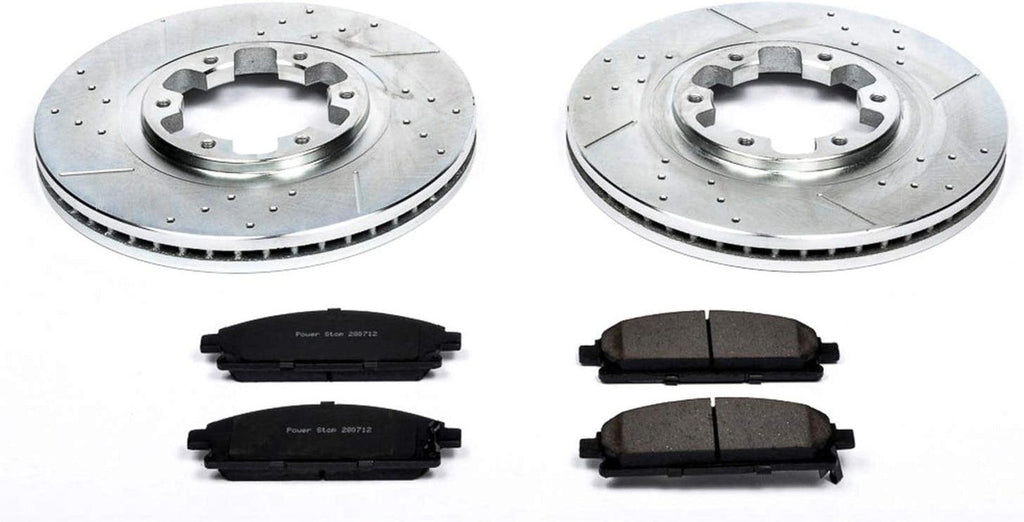 K2279 Front Z23 Carbon Fiber Brake Pads with Drilled & Slotted Brake Rotors Kit