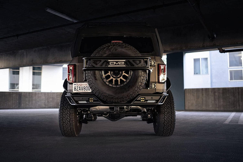 Competition Series Rear Bumper for 2021-2023 Ford Bronco | Fits up to 37” Spare Tire | Mounts Two Light Mounts That Fit 3” Light Pods | Low Profile |