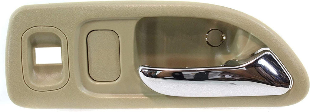 Interior Door Handle Set Compatible with 1994-1997 Honda Accord Front, Driver and Passenger Side Beige Bezel with Chrome Lever Sedan