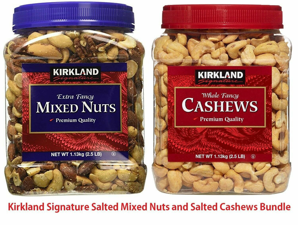 Kirkland Signature Salted Fancy Mixed Nuts 2.5 LB & Whole Fancy Cashews 2.5 LB