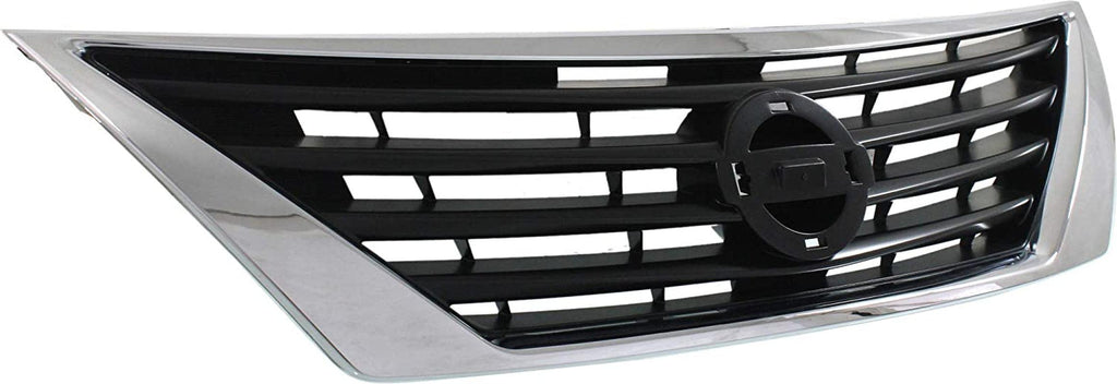 Grille Assembly for NISSAN VERSA 12-14 Textured Gray W/Chrome Trim Sedan