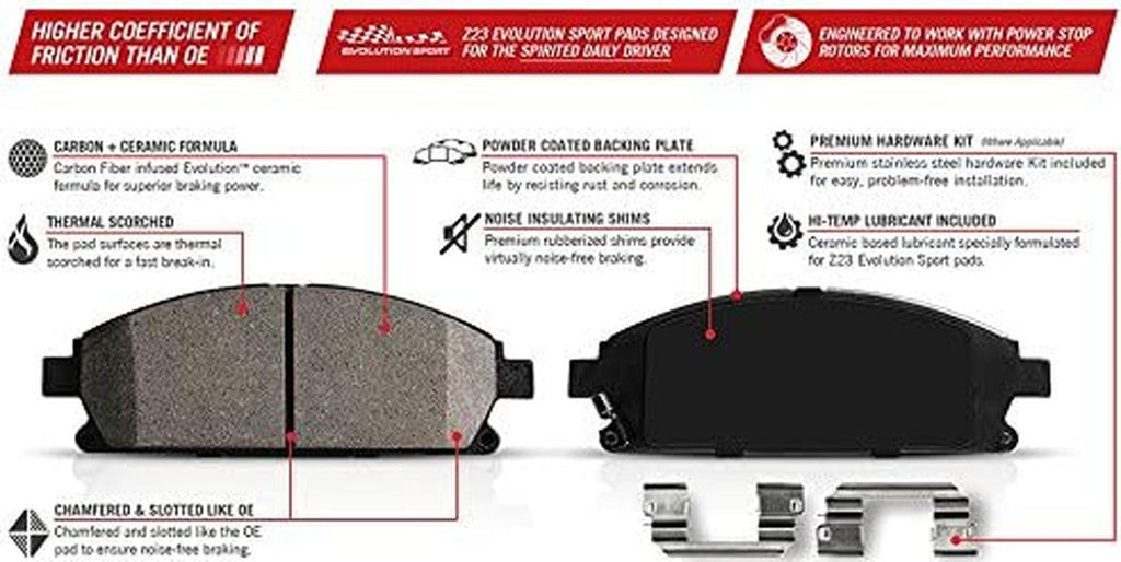 Z23-1723 Z23 Evolution Sport Carbon Fiber Infused Ceramic Brake Pad with Hardware