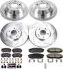 K7286 Front and Rear Z23 Carbon Fiber Brake Pads with Drilled & Slotted Brake Rotors Kit