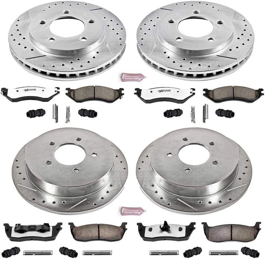 K1870-36 Front and Rear Z36 Truck & Tow Brake Kit, Carbon Fiber Ceramic Brake Pads and Drilled/Slotted Brake Rotors