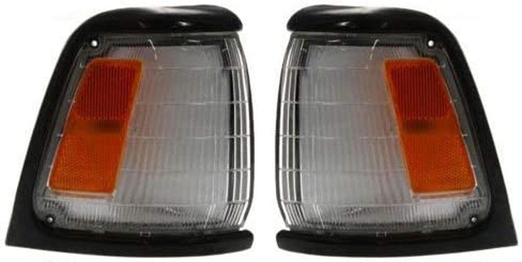 Corner Light Set of 2 Compatible with 1989-1991 Toyota Pickup Plastic Clear & Amber Lens with Bulbs Driver and Passenger Side