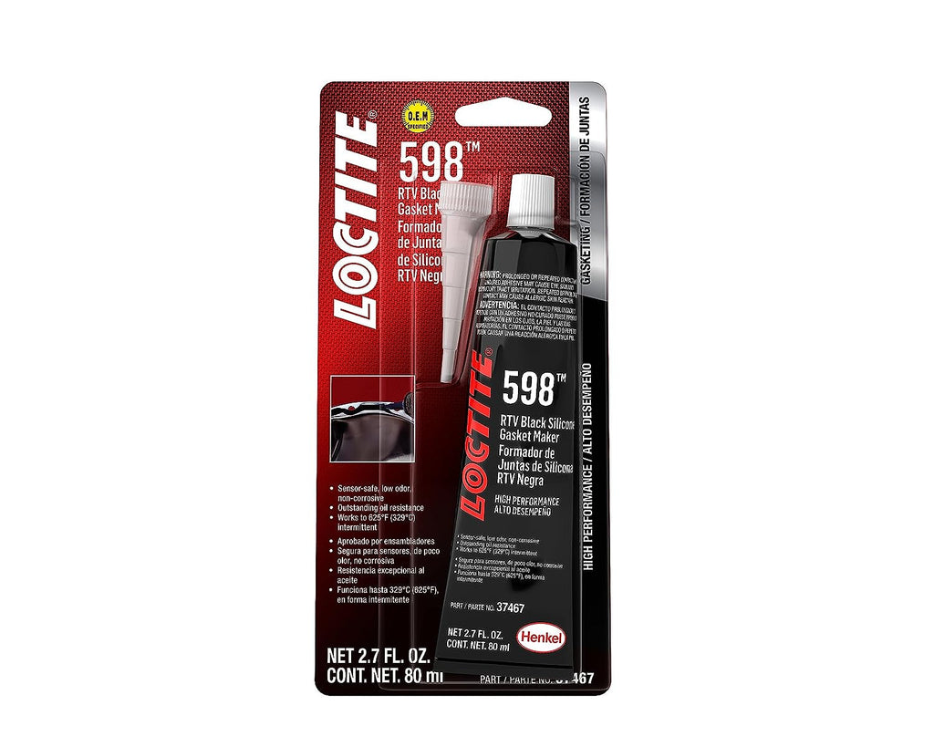 Loctite Black RTV 598 High Performance Silicone Gasket Maker: Sensor-Safe, Non-Corrosive, Fast Curing, High Flexibility, Oil Resistant | Black, 80 Ml Tube (PN: 37467-491985)